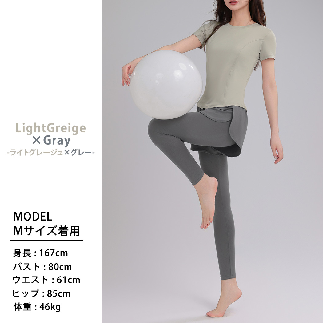 HYS SHOP ヨガウェア 3点セット セットアップ レディース 半袖 Tシャツ