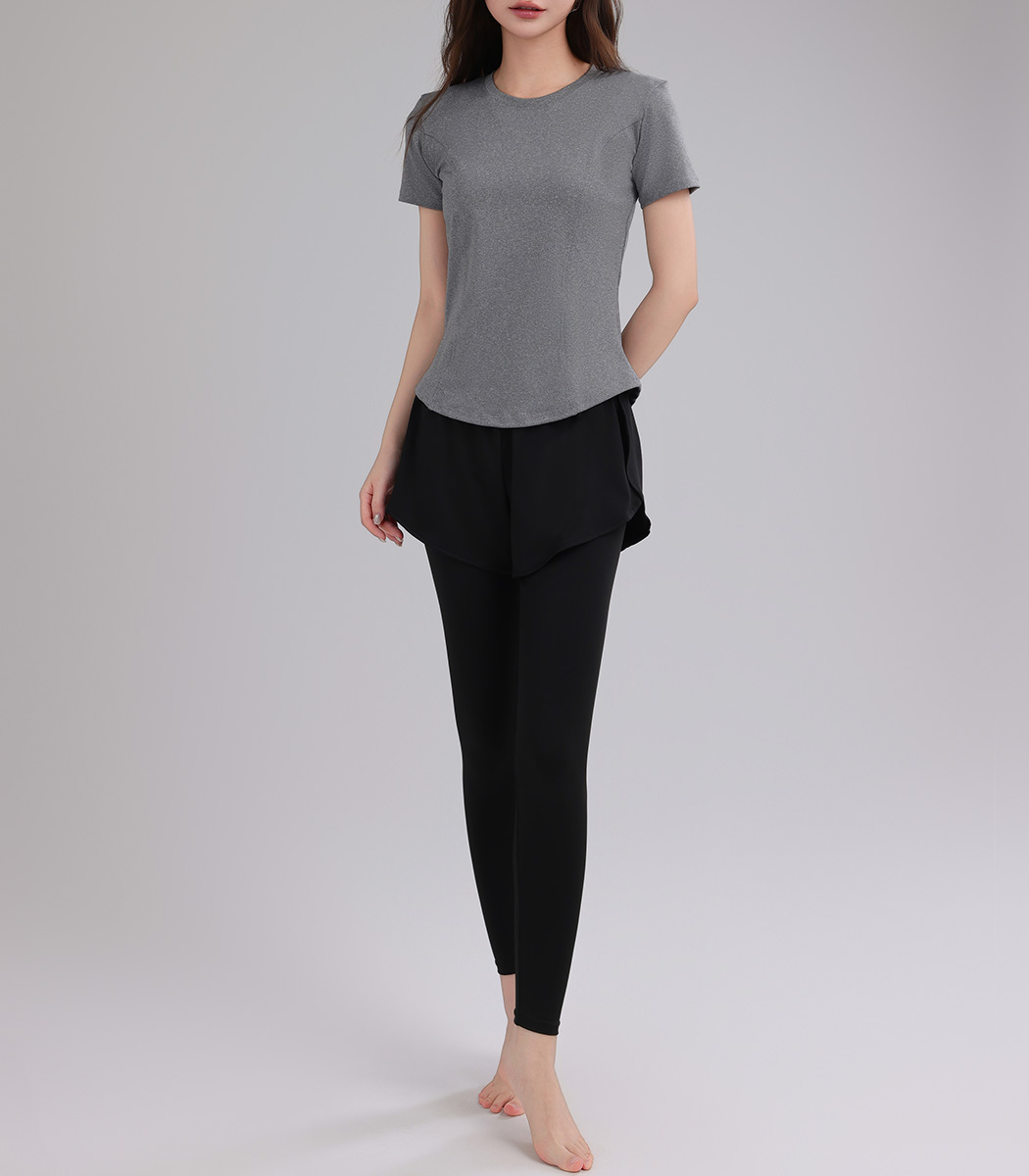 HYS SHOP ヨガウェア 3点セット セットアップ レディース 半袖 Tシャツ