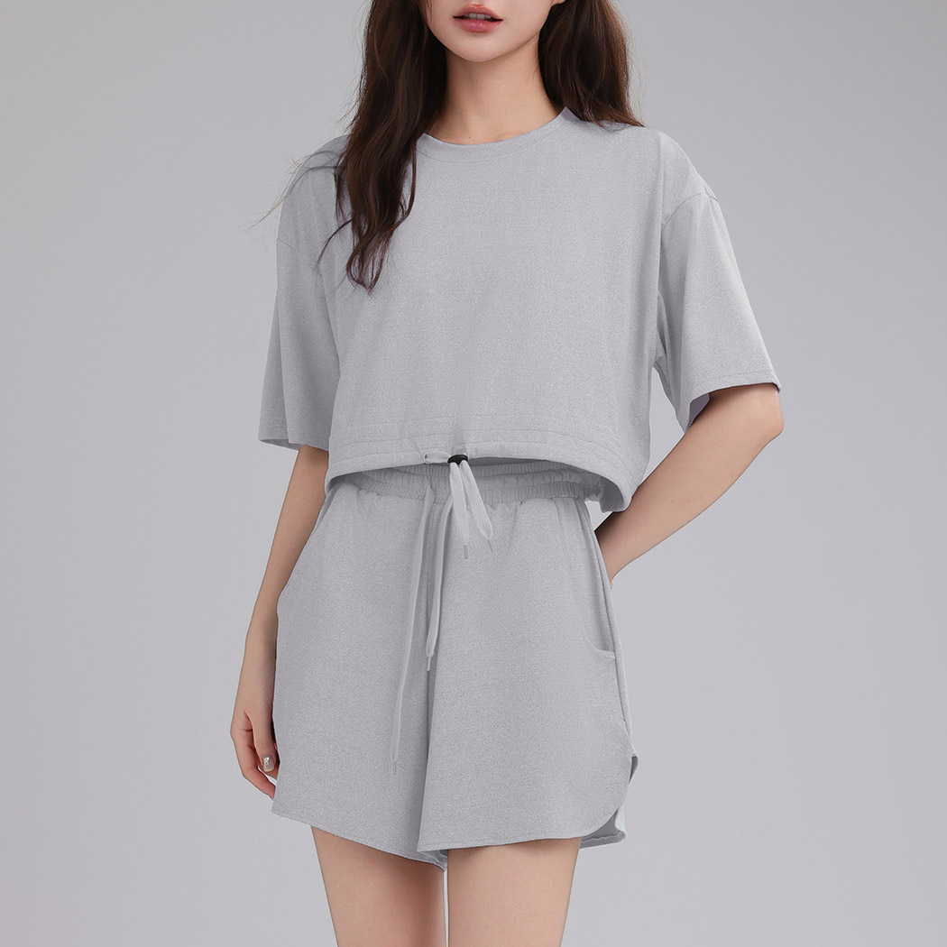 HYS SHOP ヨガ ウェア レディース 半袖 トップス ショートパンツ 2点