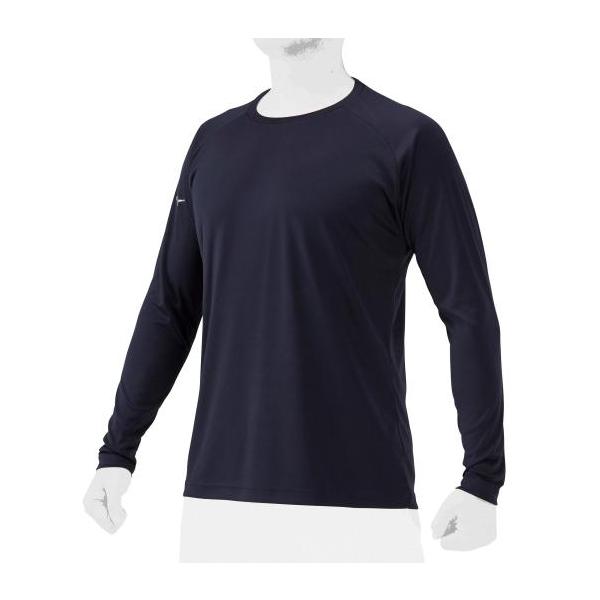 MIZUNO（ミズノ） 野球 シャツ 公式 Tシャツ 長袖 ネイビー シンプル