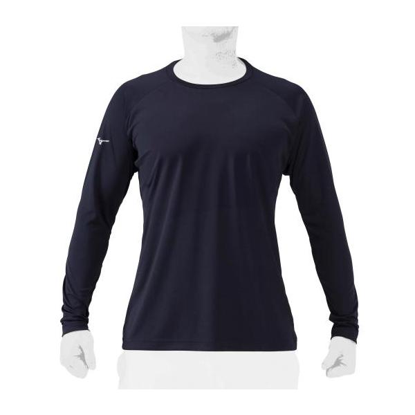 MIZUNO（ミズノ） 野球 シャツ 公式 Tシャツ 長袖 ネイビー シンプル