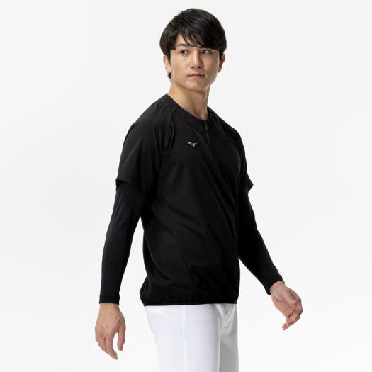 ミズノプロ　トレーニングジャケット・半袖 ブラック L 上下セット MIZUNO（ミズノ） 野球 公式 ミズノプロ トレーニング ジャケット 半袖