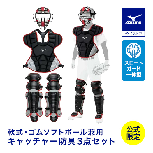 【新品/未使用】ミズノ キャッチャー軟式用プロテクター ネイビー/レッド MIZUNO 野球 ミズノプロ 軟式用 キャッチャー防具 3点セット 號