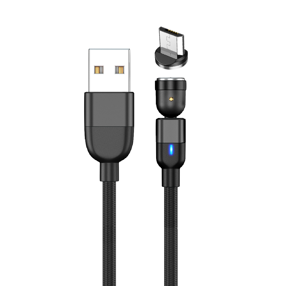 充電ケーブル L字型 iPhone Type-C Micro USB 高速充電 LEDライト付き 磁石 防塵 着脱式 360度回転 ナイロン iPhone Android用｜mizunoya｜04