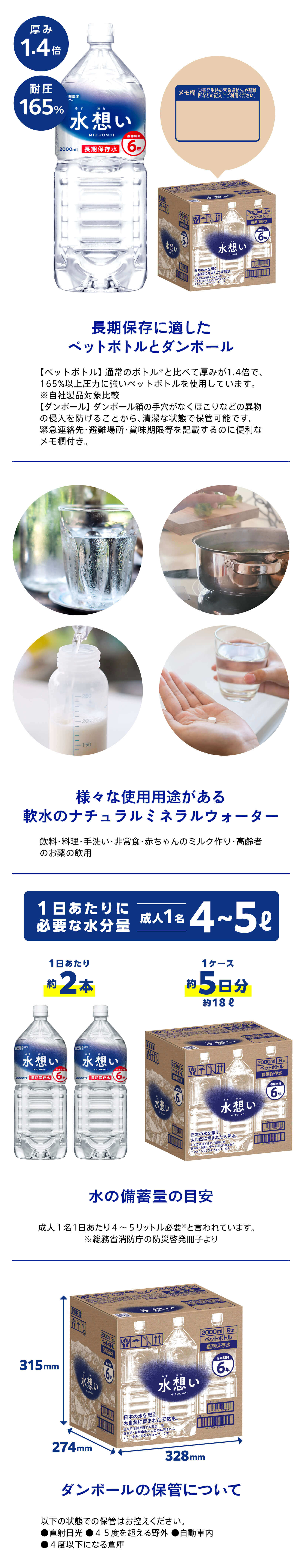 水想い保存水2L×9本