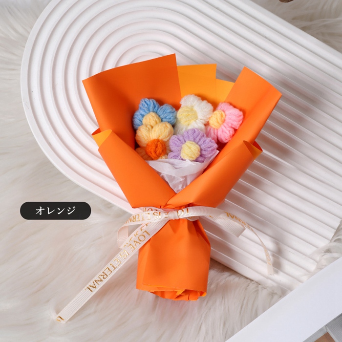ニットブーケ かぎ針編み ミニブーケ 手作り花 造花 花束 毛糸