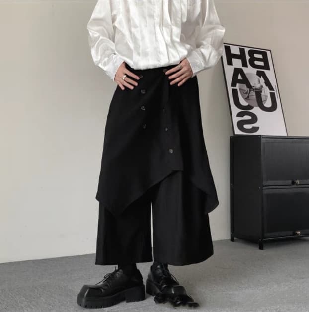 サルエルパンツメンズ 袴パンツ ワイドパンツ ボリューム ガチョウ