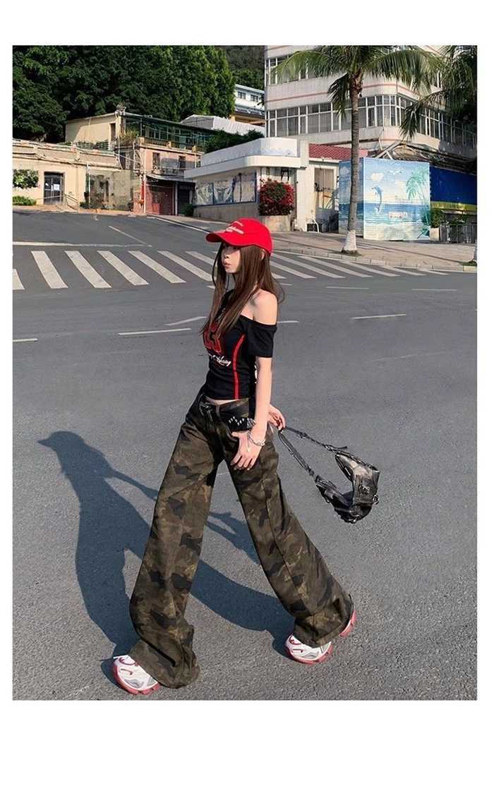 迷彩パンツ レディース フレアデニム ブーツカット ベルボトム