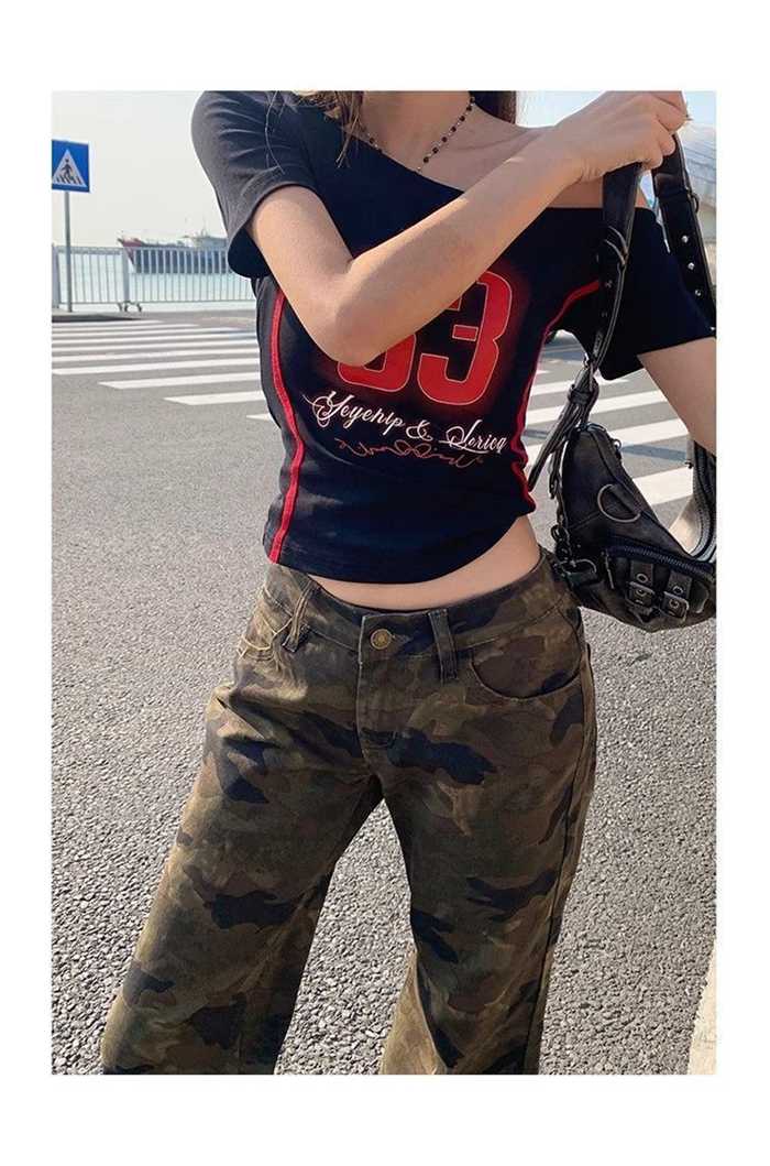 迷彩パンツ レディース フレアデニム ブーツカット ベルボトム