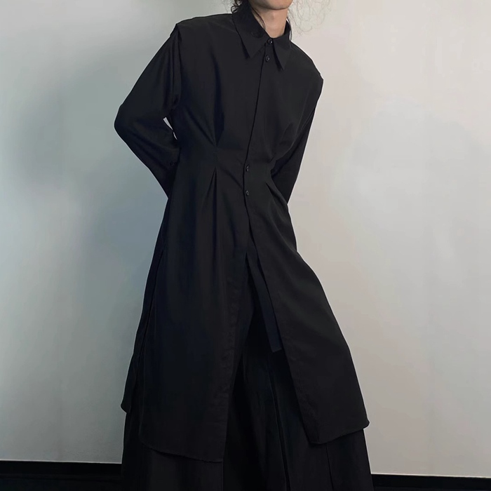 ◯ 北欧、暮らしの道具店 ロングシャツワンピース 黒 春夏 ロングシャツ レディース メンズ ユニセックス 春 秋 ロング シャツ