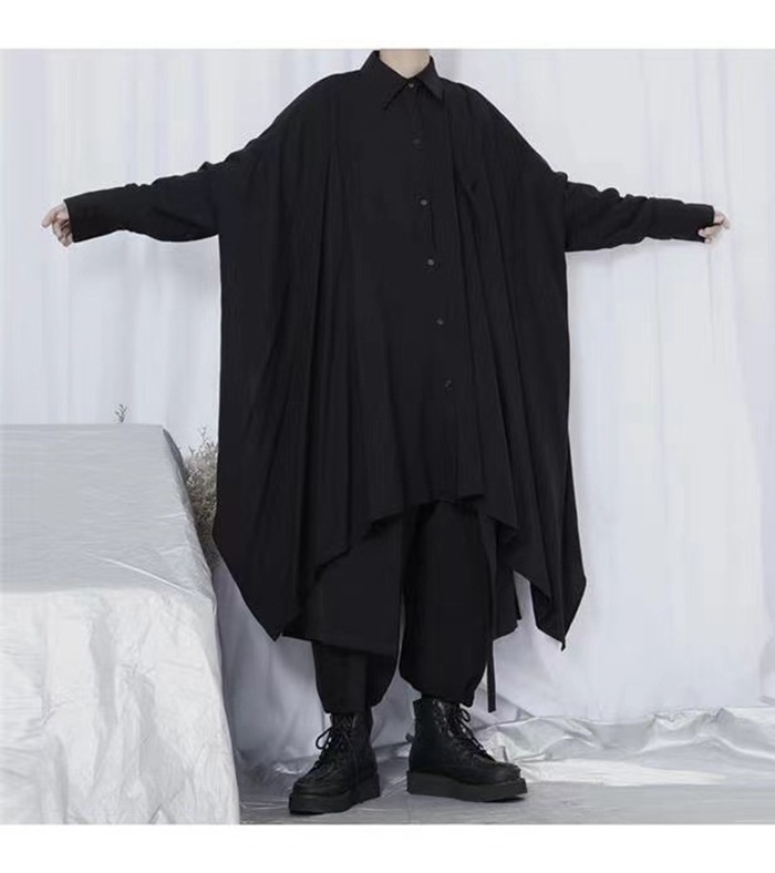 アシンメトリーワンピース ロングシャツ レディース 秋 長袖