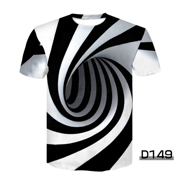 半袖Tシャツ おもしろ 3Dプリント トリックアート メンズ 渦 オプティカルイリュージョン メンズTシャツ クルーネック カジュアル｜mizusyou｜02