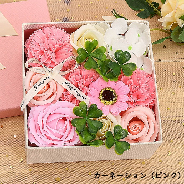ソープフラワー 石鹸の花 ギフト 2type スクエアボックス ハート