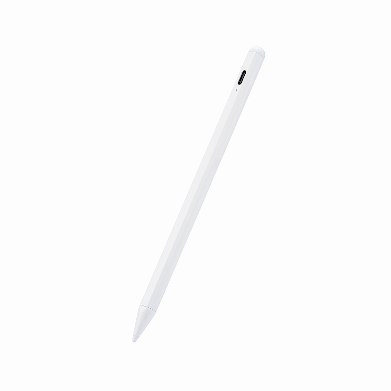 エレコム elecom タッチペン スタイラスペン 充電式 USB Type-C 充電 誤作動防止 磁気吸着 樹脂ペン先 D型 ペン先交換可(ペン先2個付属) ホワイト｜mj-v
