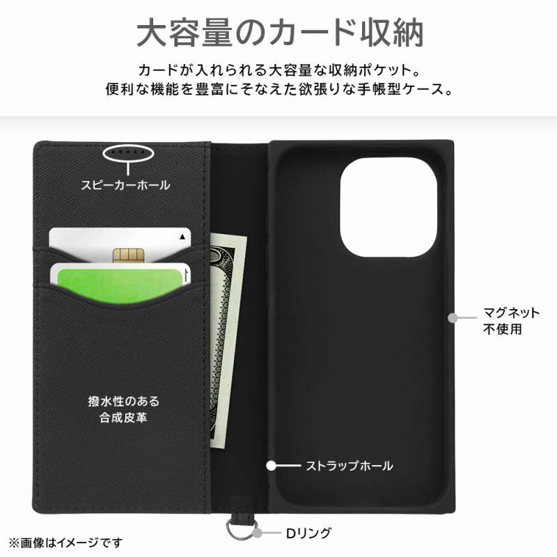 iPhone 15 Pro 耐衝撃 手帳型レザーケース KAKU Durable/トープ/ライトグレー｜mj-v｜03
