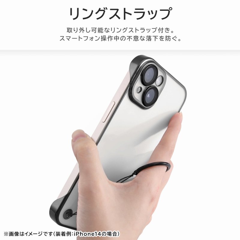 iPhone 15 Plus 超軽量 ハードケース ウルトラライト リングストラップ付/クリア｜mj-v｜05