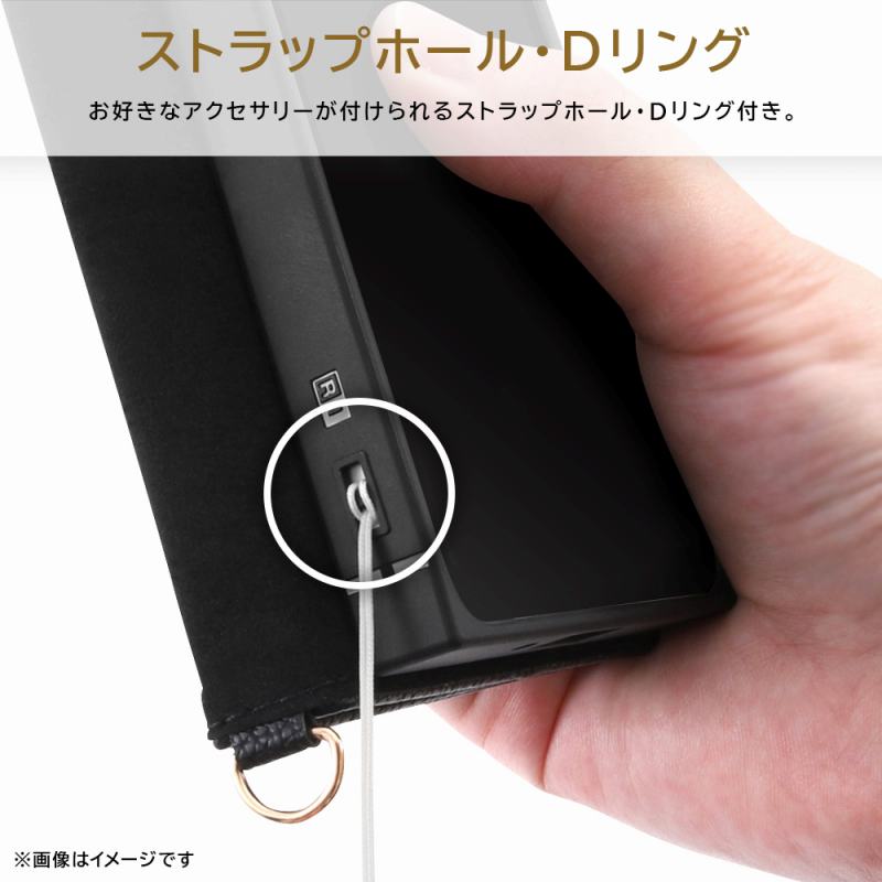 iPhone 15 Plus 耐衝撃 手帳型レザーケース KAKU Ring/ブラック｜mj-v｜07