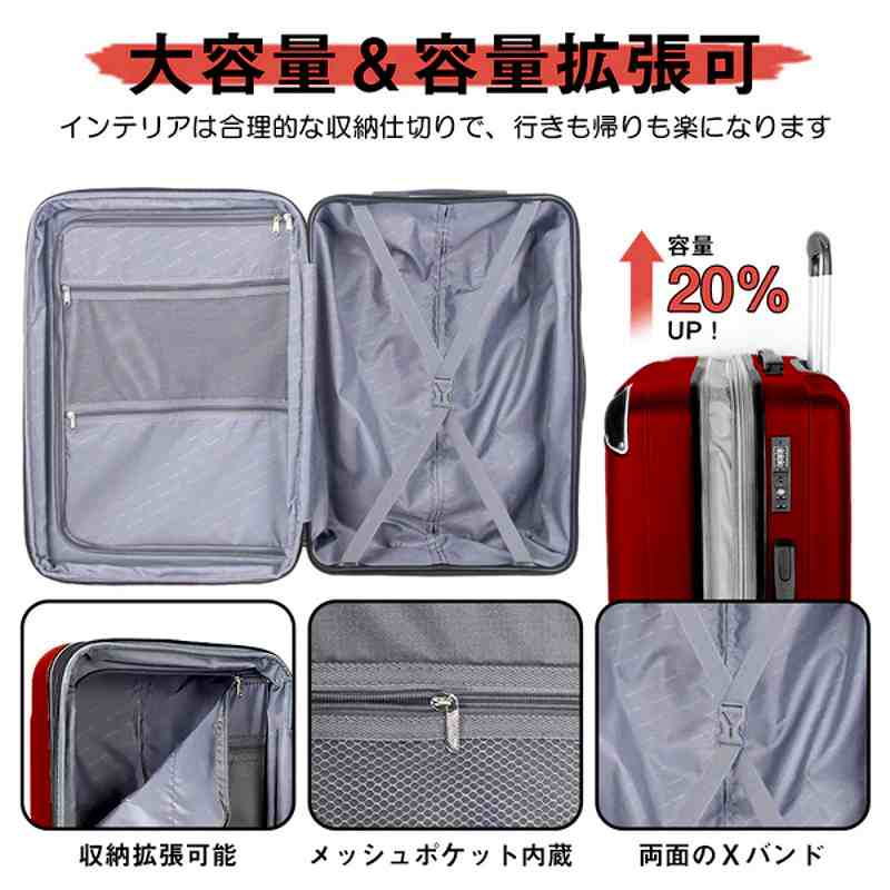 【送料無料】ニュートリップ スーツケース キャリーケース NT-L0201 レッド Mサイズ(4〜7泊)_1