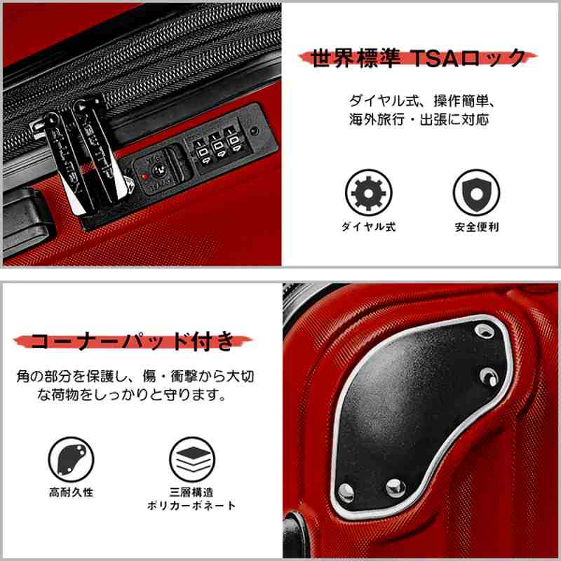 【送料無料】ニュートリップ スーツケース キャリーケース NT-L0201 レッド Mサイズ(4〜7泊)_4