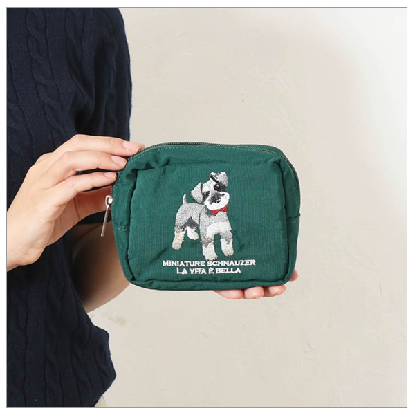 アニマル刺繍 ポーチ (シュナウザー) 720-5786 かわいい 犬の刺繍