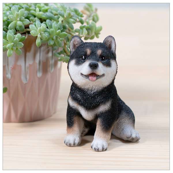 WOOBIA 子柴犬 左向き座 置物 ウービア シバイヌ クロシバ 黒柴