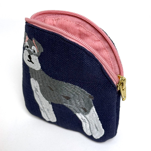 刺繍ポーチ シュナウザー かわいい ミニチュア ポーチ ギフト