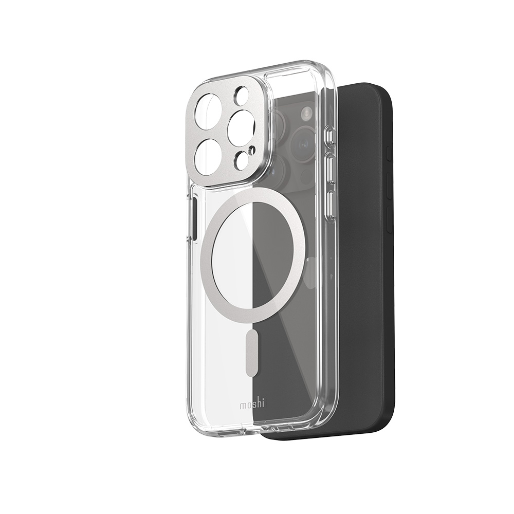 iPhone15 Pro対応 透明ケース moshi iGlaze for iPhone 15 Pro アルミニウム製 カメラカバー搭載 MagSafe対応 保護 TPU クリアケース 透明 マグセーフ対応｜mjsoft｜02