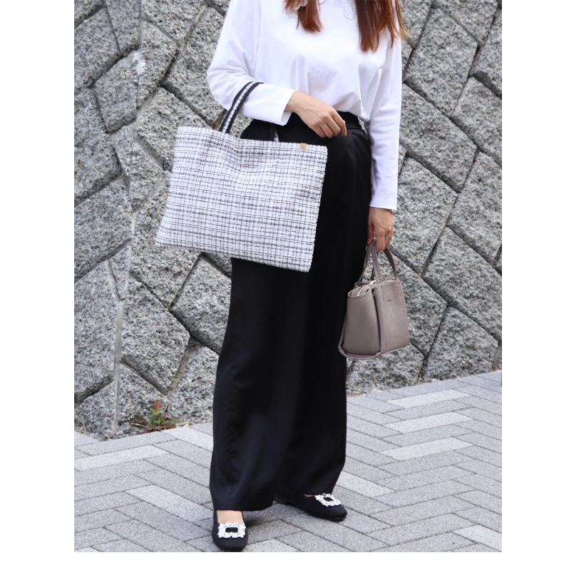 A4サイズ ラメ感ツイード素材 トートバッグ