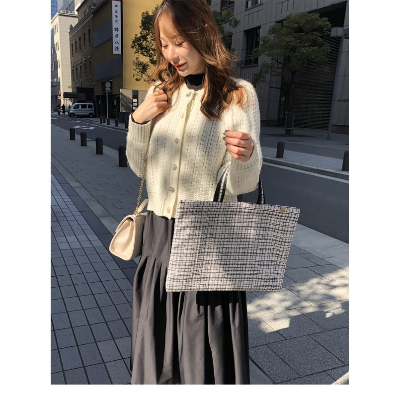 A4サイズ ラメ感ツイード素材 トートバッグ