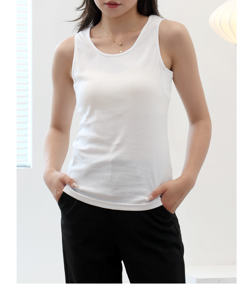 コットン100% 吸水速乾 冷感素材 汗取りパット付きタンクトップ