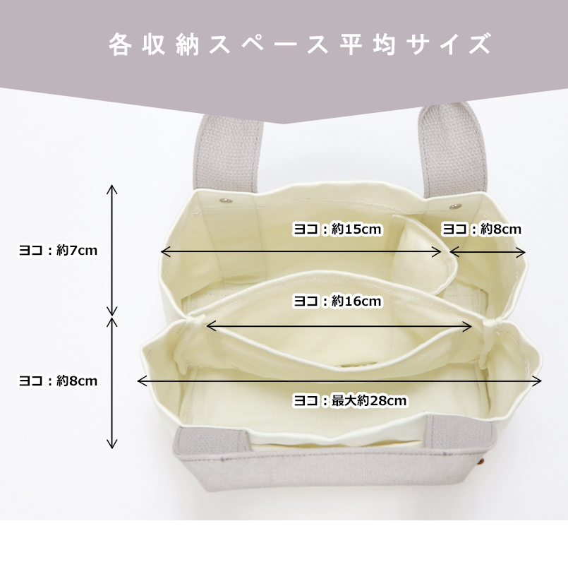 三層式 キャンバスミニトートバッグ