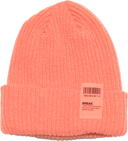 ニット帽 送料無料 リブ シンプル 帽子 ネオン カラー タグ 男女兼用 アクリル 全８色(アイボリー・ピンク・オレンジ・黄色・赤・グレー・黒・ネイビー) |  | 04