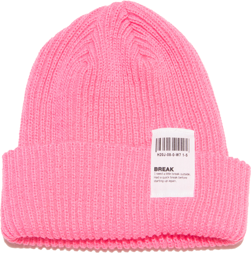 ニット帽 送料無料 リブ シンプル 帽子 ネオン カラー タグ 男女兼用 アクリル 全８色(アイボリー・ピンク・オレンジ・黄色・赤・グレー・黒・ネイビー) |  | 06
