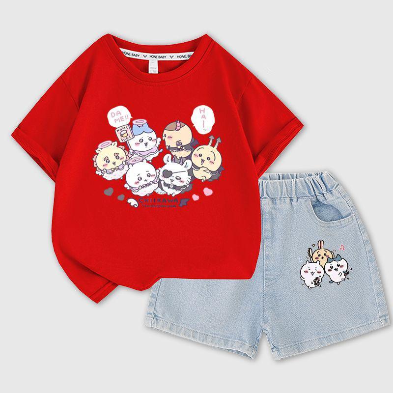 ちいかわ 服 上下セット ウサギ モモンガ キッズ　子供 シャツ 半袖 春夏秋用 快適　かわいい プレゼント ギフト 子部屋着 寝間着 キッズ パジャマ 上｜mk-apparel-store｜12