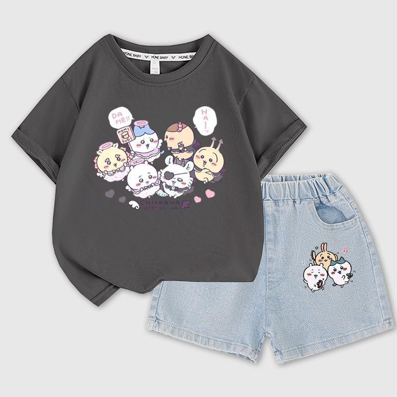 ちいかわ 服 上下セット ウサギ モモンガ キッズ　子供 シャツ 半袖 春夏秋用 快適　かわいい プレゼント ギフト 子部屋着 寝間着 キッズ パジャマ 上｜mk-apparel-store｜09