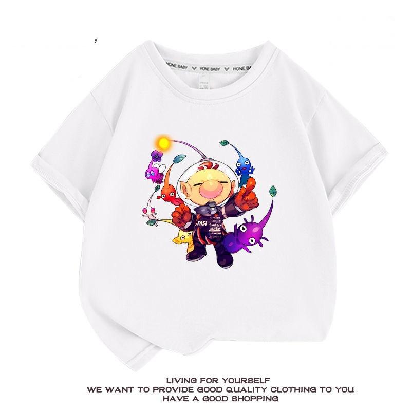 【おまけ付き】ピクミン Pikmin ピクミン 子供服 半袖Tシャツ 通気性 肌着 柔らかい 100%綿 丸首 男の子 女の子 子ども服 小学生 トップス｜mk-apparel-store｜02