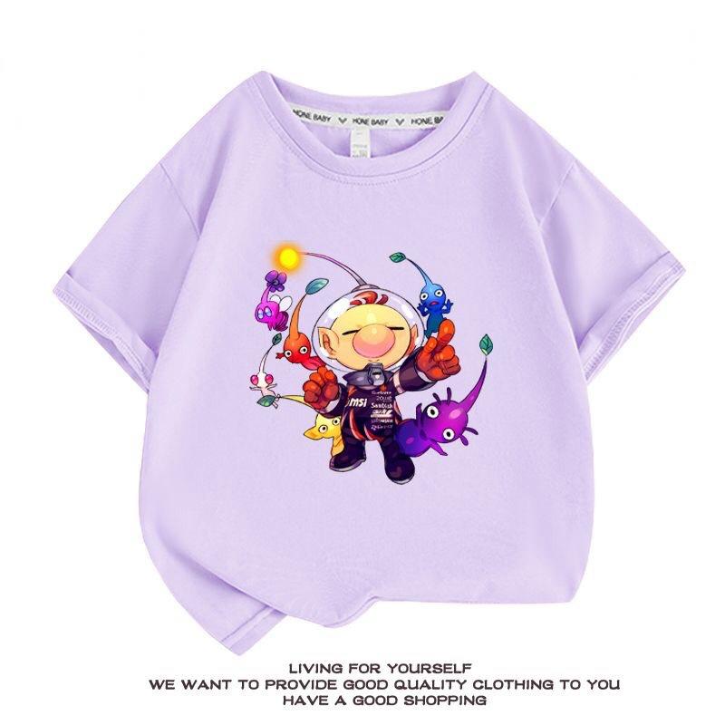 【おまけ付き】ピクミン Pikmin ピクミン 子供服 半袖Tシャツ 通気性 肌着 柔らかい 100%綿 丸首 男の子 女の子 子ども服 小学生 トップス｜mk-apparel-store｜03