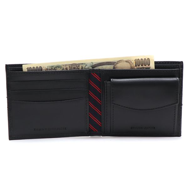 トミーヒルフィガー 二つ折り財布 ブラック 31TL25X001 001 TOMMY HILFIGER トミーヒルフィガー 二つ折財布 メンズ 小銭入れ