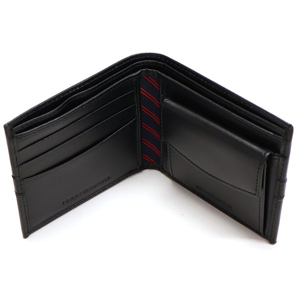トミーヒルフィガー 二つ折り財布 ブラック 31TL25X001 001 TOMMY HILFIGER トミーヒルフィガー 二つ折財布 メンズ 小銭入れ