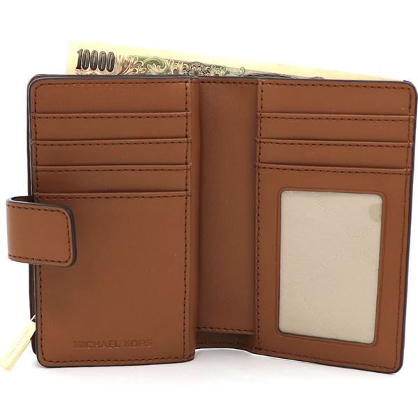 【新品】マイケルコース ラウンドジップ 折り財布 カードケース クリーム MICHAEL KORS マイケルコース 二つ折り財布 レディース Wallet