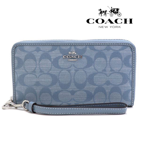 コーチ 長財布 レディース COACH ラウンドファスナー コーンフラワーマルチ CH369 SVM6A ギフトラッピング無料