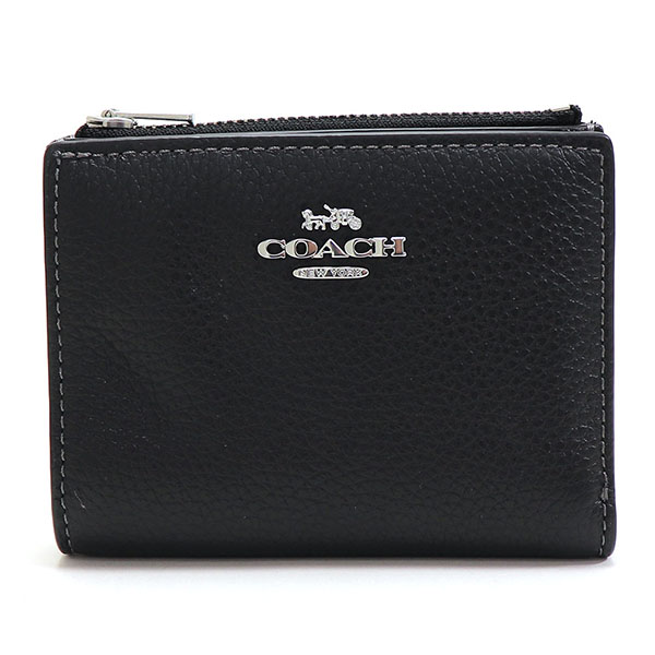 COACH ブラックレザー 二つ折り財布 CM315 SVDTV COACH（コーチ） 二つ折り財布 レディース COACH Wallet ブラック
