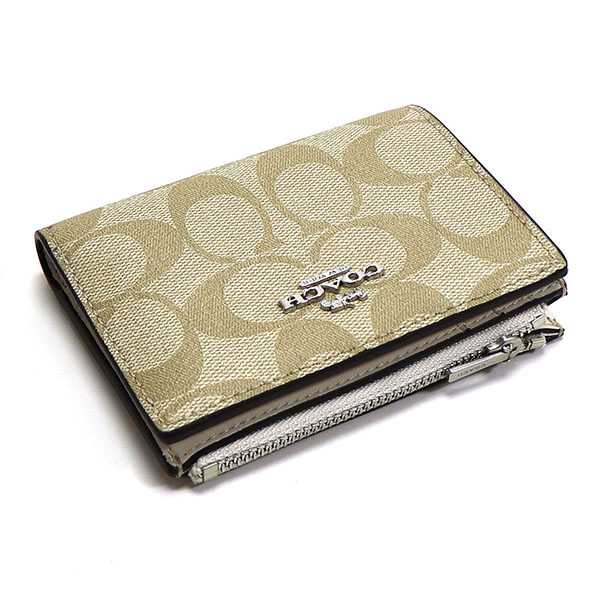 コーチ 財布 レディース COACH 折り財布 シグネチャー バイフォールド ウォレット CM852 SIGHA ライトカーキ×チョーク COACH（コーチ） 二つ折り財布 レディース COACH Wallet シグネチャー