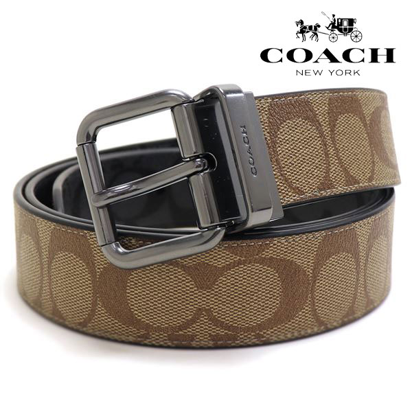 COACH（コーチ） ベルト メンズ COACH Belt タン チャコール CQ008