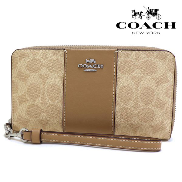 COACH 長財布　ラウンドファスナーパックマン COACH】コーチ パックマン レザー アコーディオンジップ ラウンド