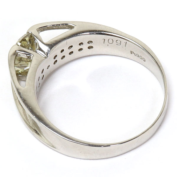 プラチナ900 リング イエローダイヤモンド 中古品 16号 ジュエリー