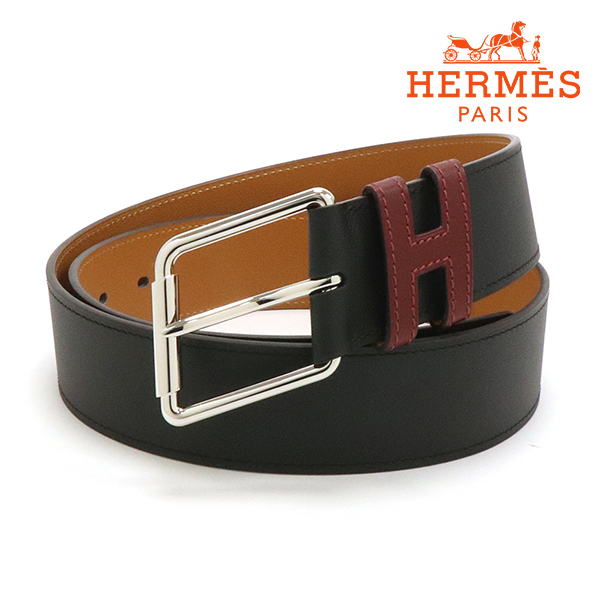 エルメス ベルト メンズ HERMES Belt NOIR×ROUGE ブラック