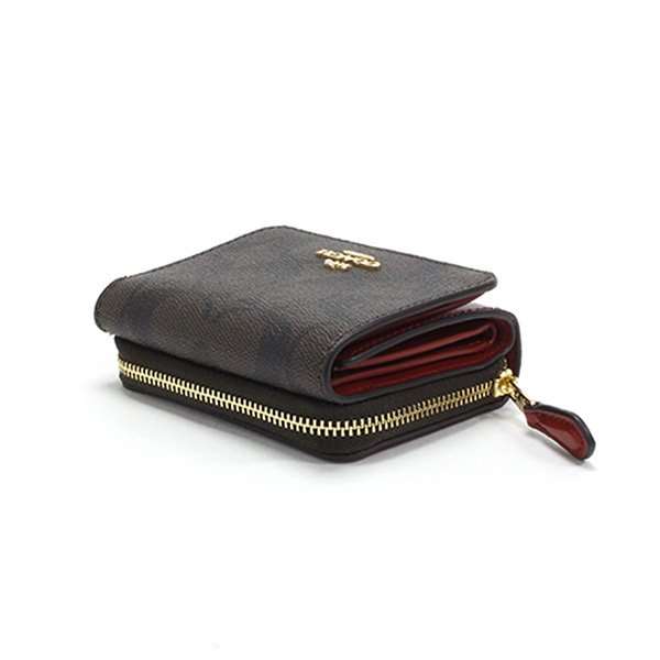 COACH（コーチ） 三つ折り財布 レディース ブラウン/1941レッド 7331
