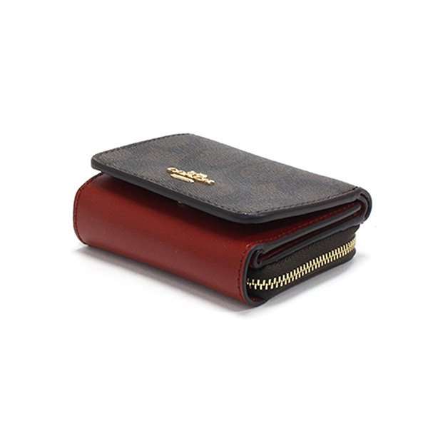 COACH（コーチ） 三つ折り財布 レディース ブラウン/1941レッド 7331