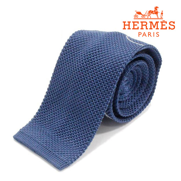 エルメス ネクタイ メンズ HERMES tie シルク 100% ブルー 903046T 02